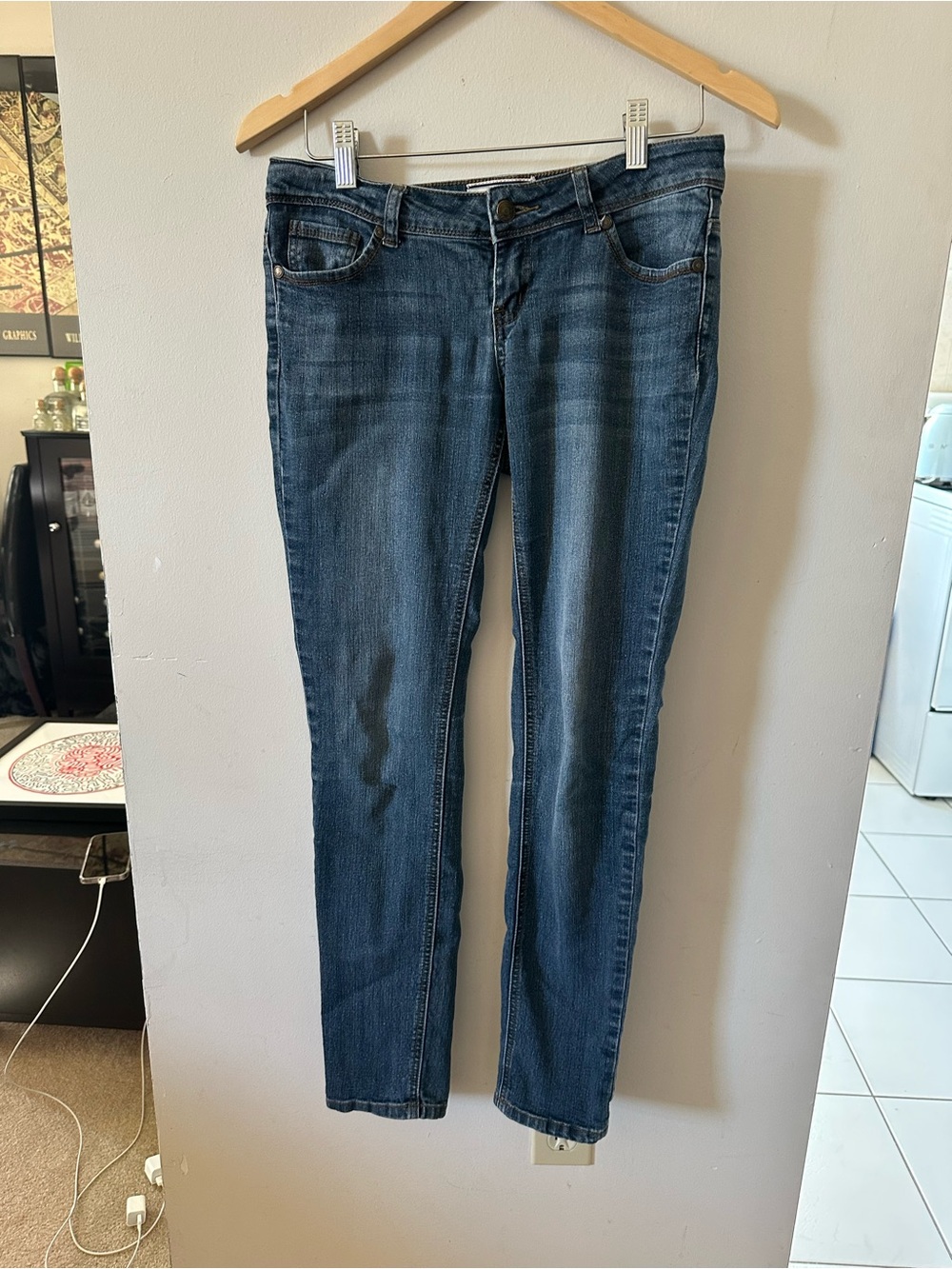 Ardene Dark Blue Skinny Jeans, length 38”